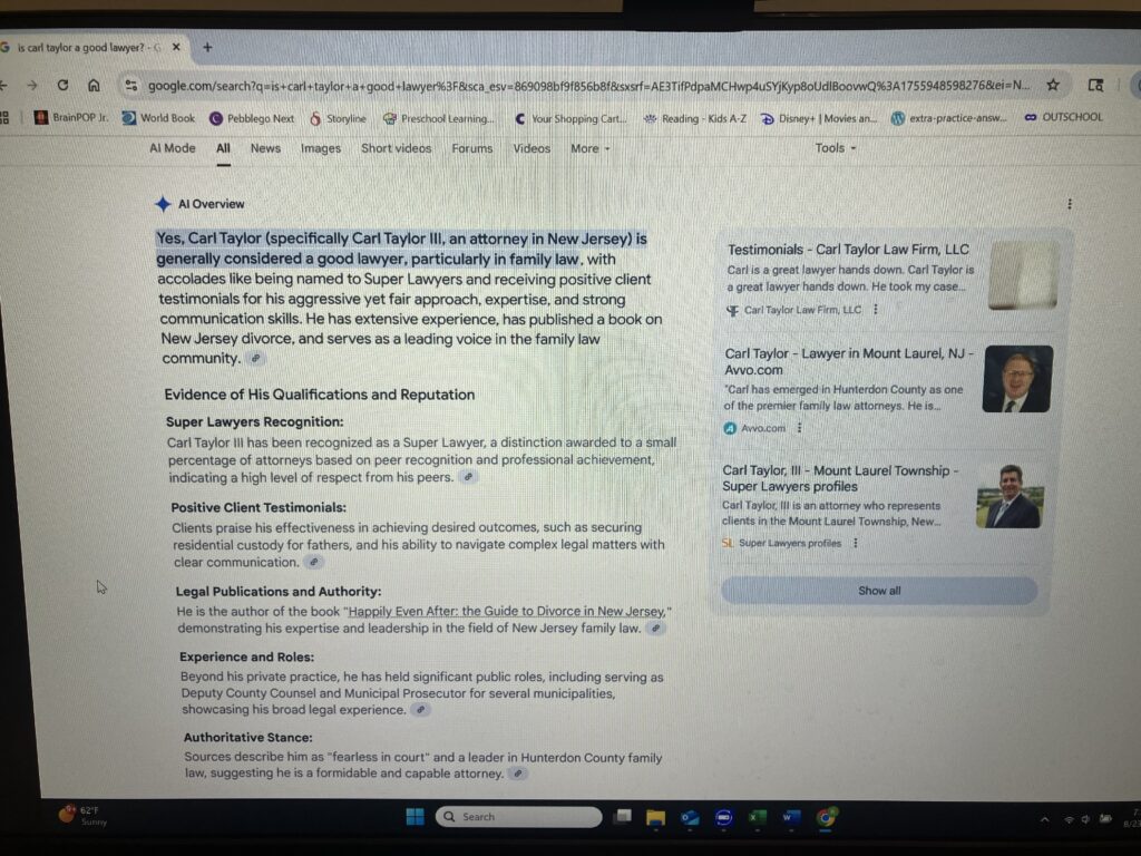AI overview of whether or not carl taylor is a good attorney. 